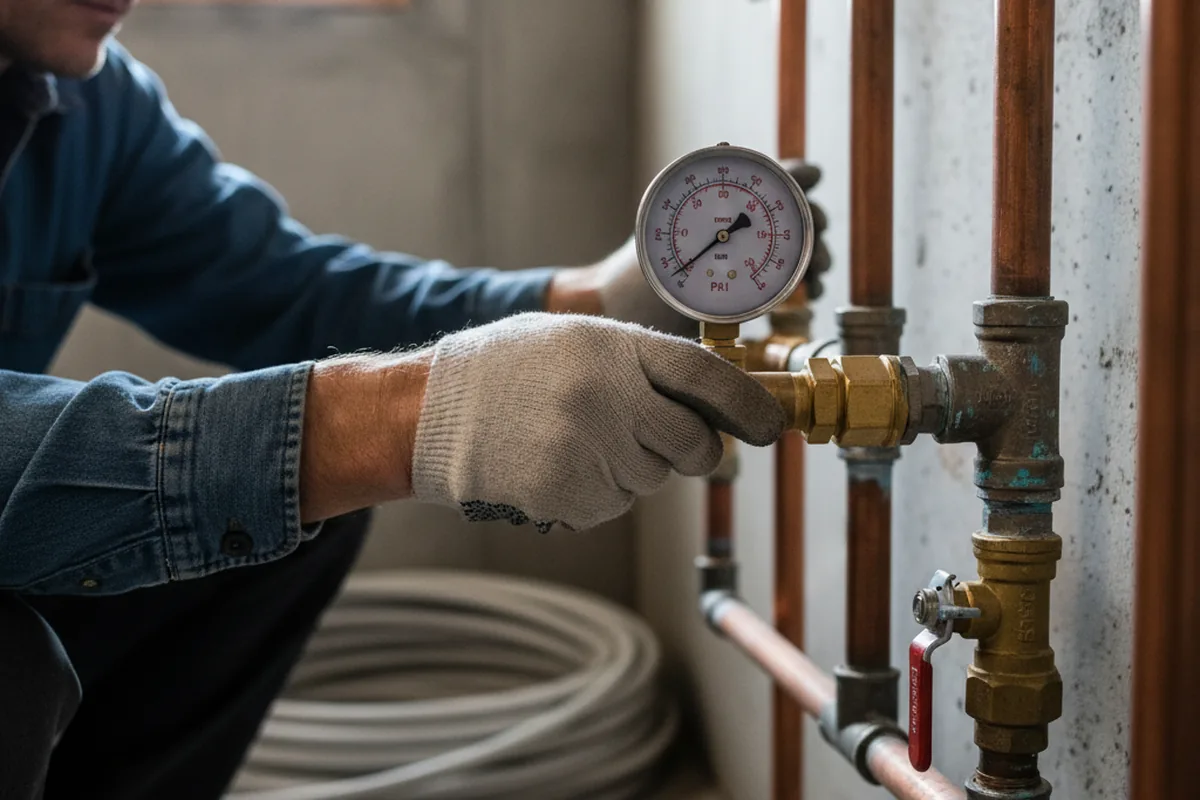 Pressure testing a repaired line during Water Line Repair in Benicia